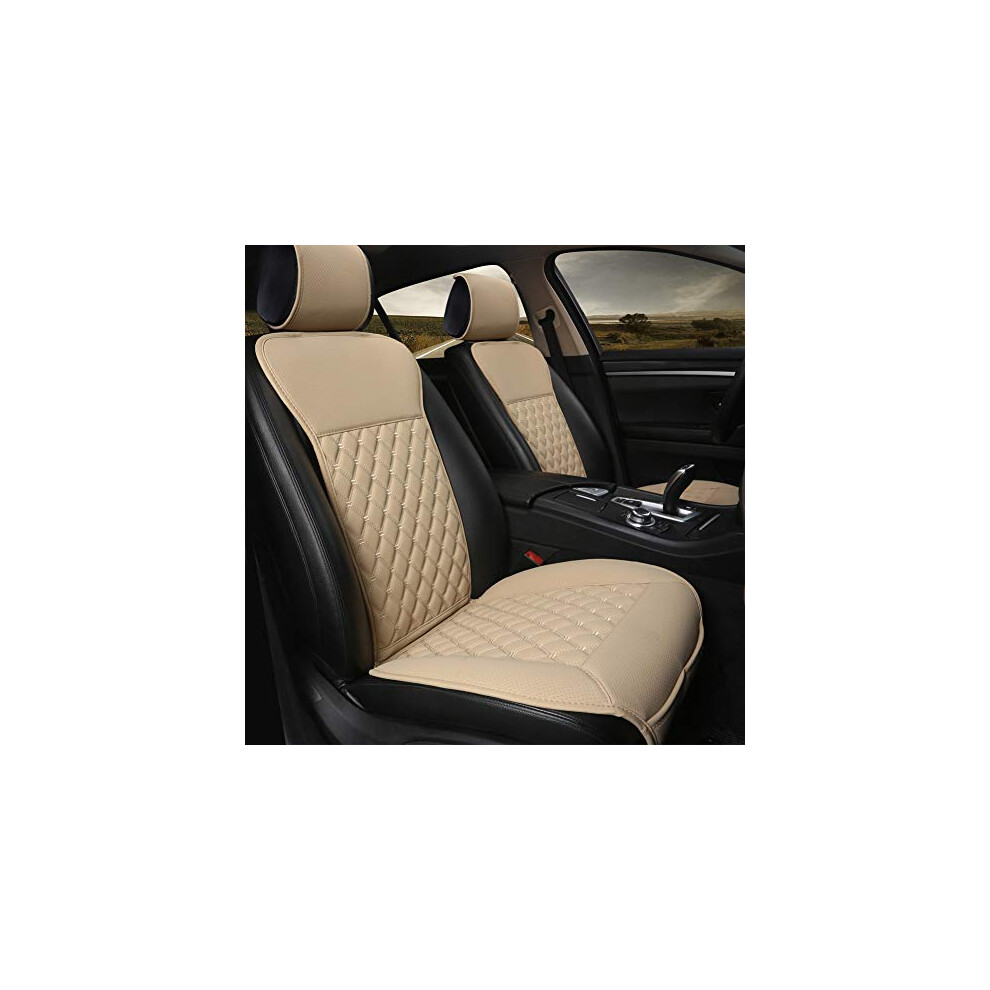 Car Seat Cover, Luxury Front Driver Seat Cover, Four Seasons CarÂ  Protect Cover with Backrest(2PC-Beige)