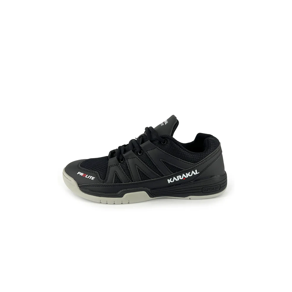 (44.5) Karakal Prolite Men's Squash Shoes Lightweight Breathable Mesh Upper Black Sneakers