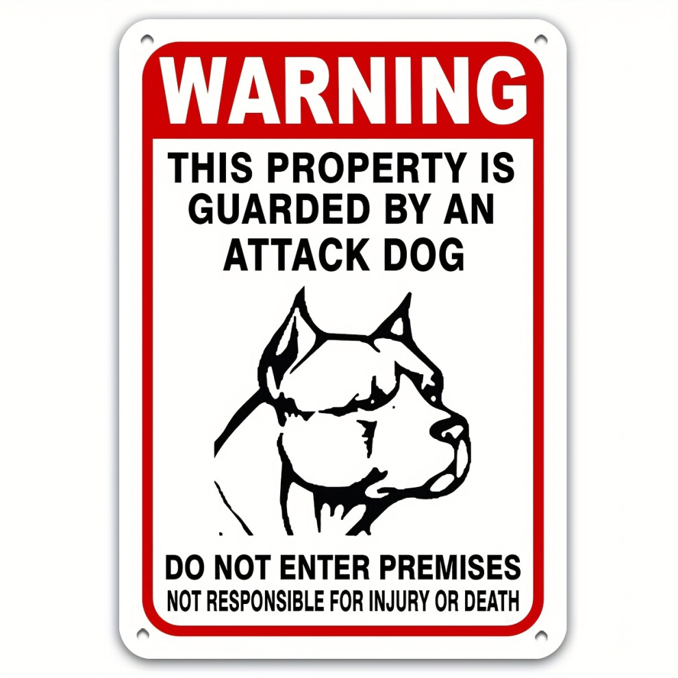 Beware Of Dog Sign Attack Dog On Duty Warning Pet Dogs Signs Security Guard Dog On Duty Dogs Will Bite Outdoor Metal Tin Sign 8"x12"