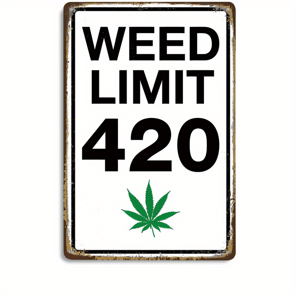 Spxubz (No.1-20X30cm, Only One) Weed Limit 420 Sign, I Smoke Weed I Chill, Vintage Stoner Room Decor Metal Tin Sign, Wall Decor, Home Decor, 8X12 Inches