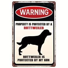 (No.1-20x30CM, only one) Retro Metal Aluminum Sign, Funny Dog Warning Sign,Property Is Protected By A Rottweiler, Wall Art Decor 812 Inch