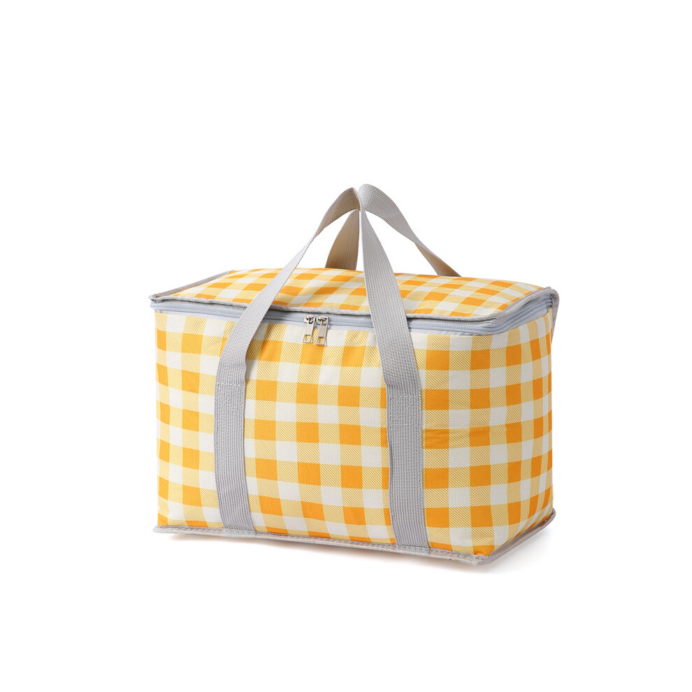 (Yellow) Insulated Large Bag Travel Outdoor Picnic Thickened Aluminum Foil Folding Bento