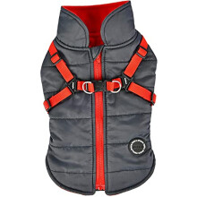 Dog Coats for Small and Medium Dogs - Waterproof Dog Coat with Harness Lined with fleece for pleasant warmth, Grey, S