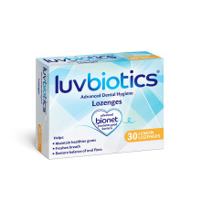 Luvbiotics Lozenges with Oral Probiotics, Xylitol & Aloe Vera Promotes Good Bacteria for Fresh Breath, Healthy Gums and Cavity Protection. Lemon