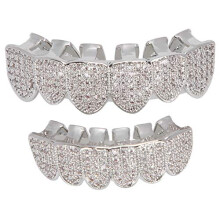 Diamond Teeth Grillz, Cold‑Plated Copper Grills for Your Teeth, Reusable Vampire Teeth for Kids Men Women, Teeth Decoration for Halloween Party, Hip