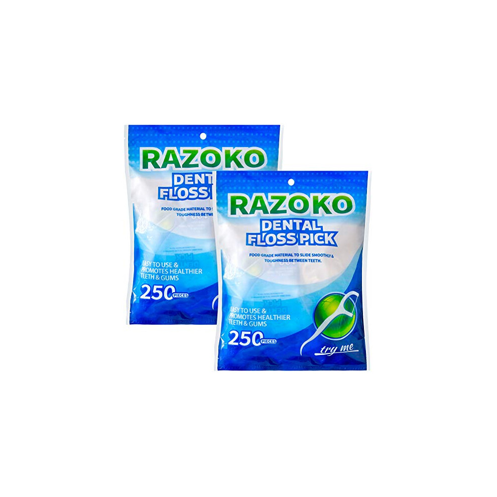 Razoko Dental Floss Picks High Pull Toothpicks Sticks,Professional Clean Floss Picks,Unflavored Disposable Flossers Refill Pack (500 Count (Pack Of 2))