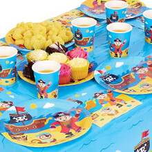 FX640 Pirate Tableware Party Pack - Pack of 25 Pieces, Pirate Partyware Set for Kids Parties