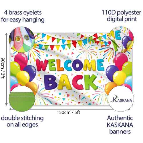 16 PCS Welcome Back Banner Balloons - Office Homecoming Party Decorations With Rose Gold Theme