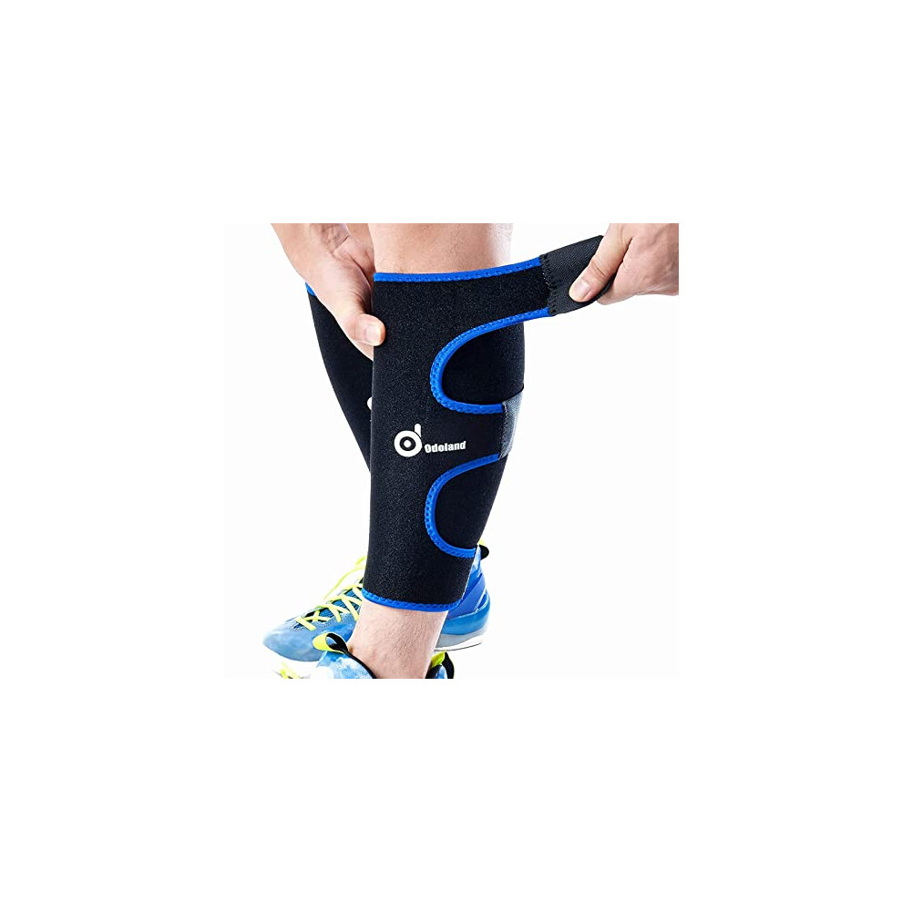 Odoland Calf Compression Sleeve Calf Brace For Calf Pain Relief Strain, Sprain, Tennis Leg And Calf Injury - Guard Leg And Adjustable Shin Splints Support For