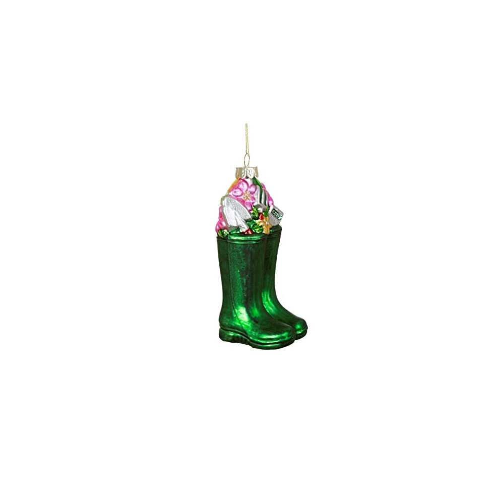 Wellington Boots Shaped Bauble Green