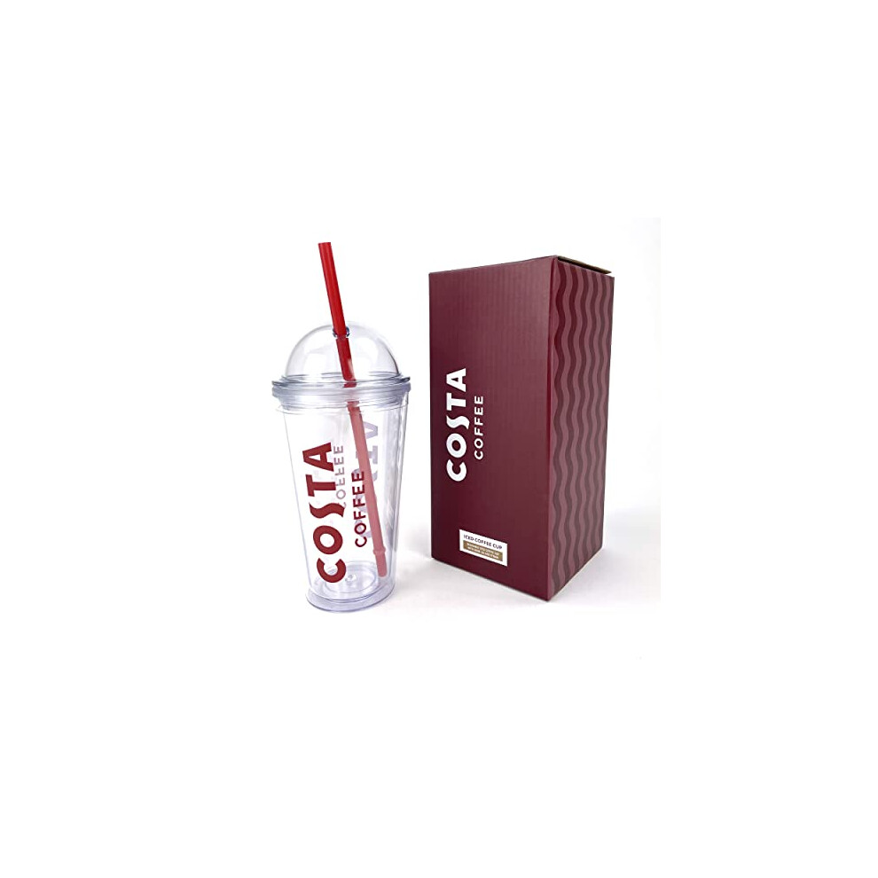 Costa Coffee Iced Coffee Cup Gift Set - Plastic Reusable Cup with Straw and Lid (BPA Free) - 450ml Volume - Official Costa Gifts for Coffee Lovers-image-OPC-PDVC5GM-NEW