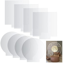 8 Pcs Clear Acrylic Sheets, Include 4 x Acrylic Circles Disc 4.7", 4 x Square Perspex Sheets 6x6", Transparent Acrylic Plastic Blanks Signs Board