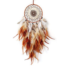Brown Dream Catchers Handmade Dream Catcher for Adult Bedroom Feather Dream Catcher for Kids Wall Decor Hanging Ornament Craft Gift