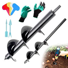Garden Bulb Auger Drill Bit, 2 Pcs Garden Auger Drill Bit for Planting, Hand Drill Digger Auger Tool for 3/8'' Hex Drive Drill with Planter