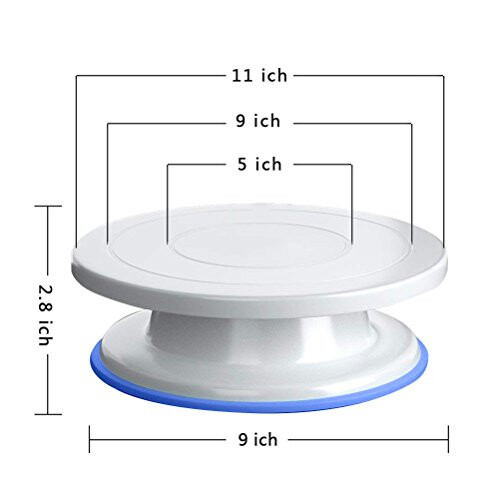 28cm Rotating Cake Turntable + 2pcs Icing Smoother with Wood Handle ...