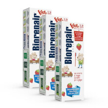  - Toothpaste for children, 0-6 years old, toothpaste for children without fluoride, fruit flavor, anticaries, for healthy gums, 3 units x 50 ml
