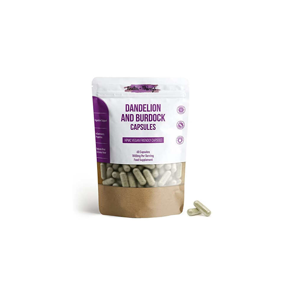 Nutri-Things Dandelion And Burdock Root Capsules | 1800Mg Per Serving | 60 Capsules