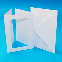 Craft UK A6 White 3-Fold Rectangle Aperture Cards & Envelopes - 10x 300gsm Cards, 10x 100gsm Envelopes