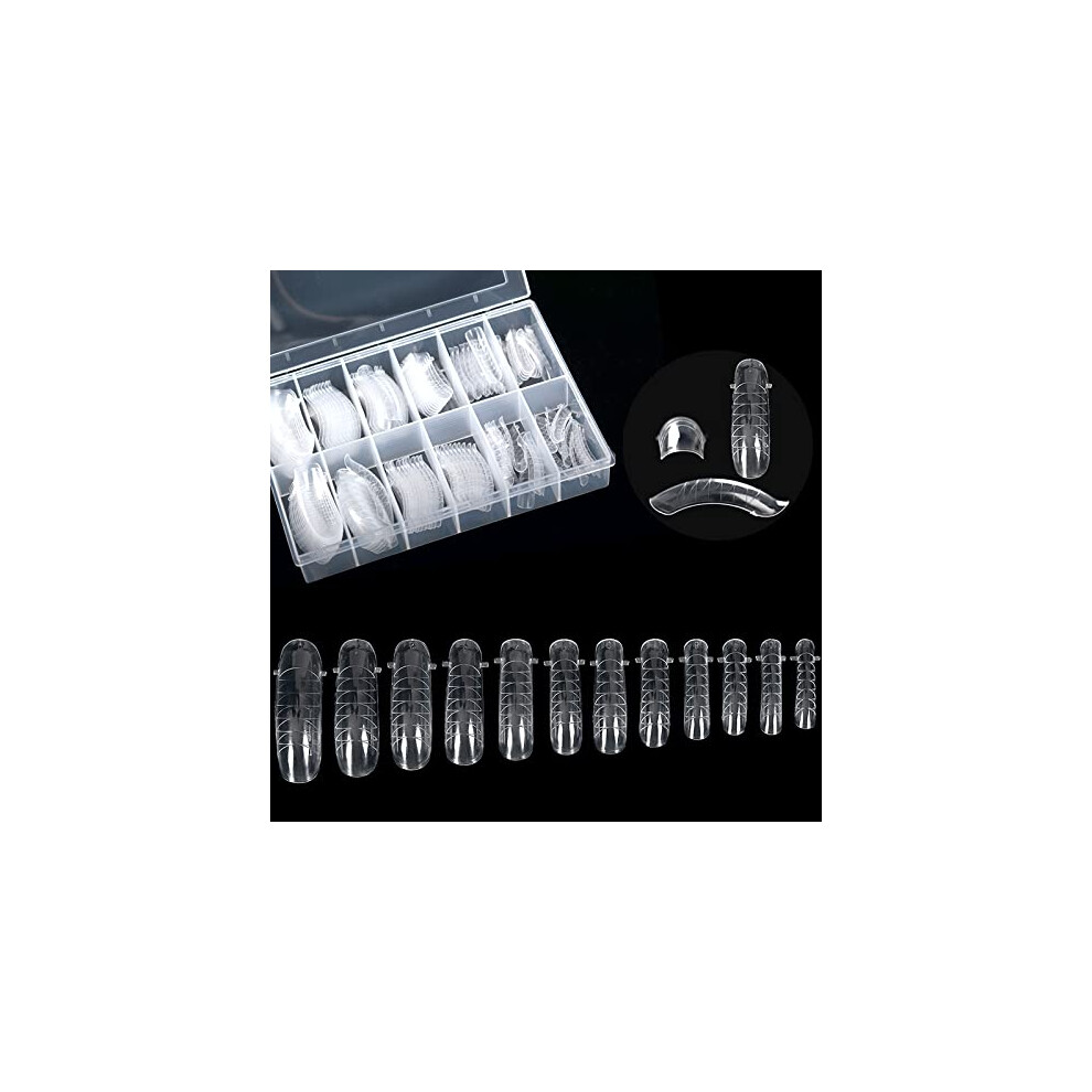 Kads 120Pcs Clear Full Cover Dual Nail System Form Uv Gel Acrylic Nail Art Mold Artificial Nail Tips With Scale For Extension (Model 4)