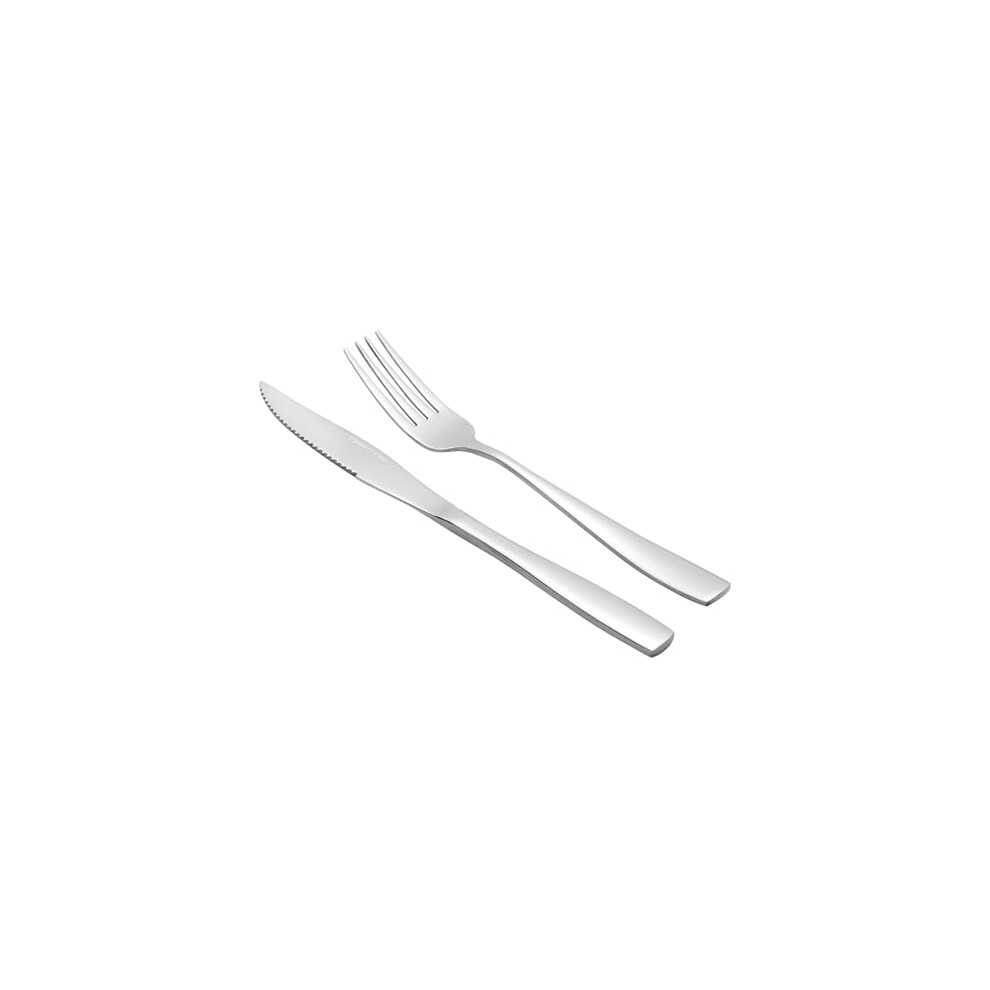 Set of 12 Steak Knives and Forks, Stainless Steel Cutlery Fork and Knife