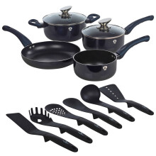 (Aquamarine) 12Pc Set Blaumann Cookware Frying Pots Saucepan Casserole Soft Touch & Tool Set