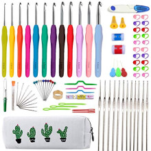 Crochet Hook Set,Ergonomic Silicone Soft Grip Knitting Needle kit,85 Pieces of Tools in One-Stop Knitting,Lace Crochet Knitting and Crochet