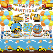 162 Pack Construction Birthday Party Supplies Dump Truck Construction Birthday Decorations Construction Party Plates Construction Birthday Tablecloth