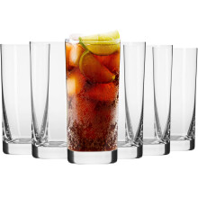 Tall Water Juice Drinking Highball Glasses | Set of 6 | 350 ML | Blended Collection | Large Half Pint Mojito Glasses Cocktail Set | Perfect for Home &