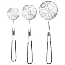 3-Piece Round Hot Pot Strainer-Stainless Steel Asian - Spider Skimming Spoon Set, Mesh Spoon