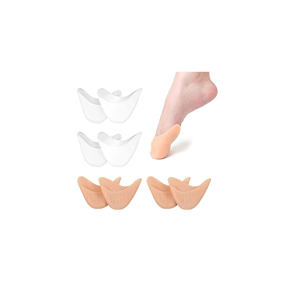 Viksaun 4 Pairs Soft Silicone Gel Toe Protectors, Ballet Silicone Toe Pads, Toe Cap Tip Protector, Ballet Pointe Pads, Cushion Pads High Heels Toe Cap