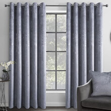 Marble Effect Velvet Blackout Thermal Insulated Eyelet Curtains for Bedroom and Living Room - Grey - 2x 46" x 72" - 2 Panels