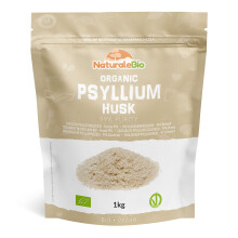 Organic Psyllium Husk - 99% Purity - 1 kg. Pure & Natural Psyllium Seed Husks, Produced in India. High in Fibre, to be Mixed with Water, Beverages, &