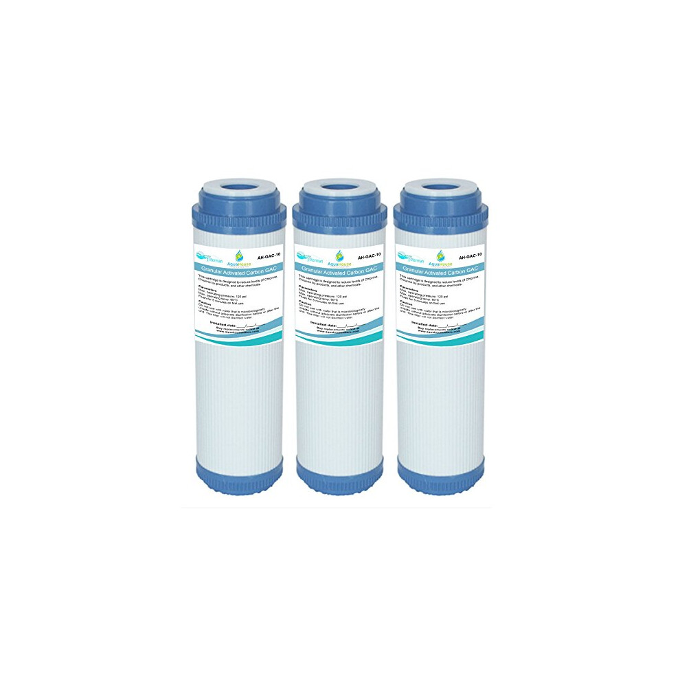 3X GAC-10 AquaHouse 10" GAC Granular Activated Carbon Water Filter Cartridge for Reverse Osmosis, Whole House, Drinking Water
