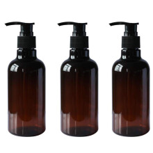 3PCS 250ML/8OZ Brown Refillable Empty PET Plastic Pump Bottles with Black Pump Top Shampoo Shower Gel Jars Storage Containers Dispensers for Makeup