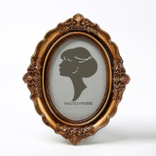 Oval vintage photo frame, gold vintage photo frame for desktop photo display, wall mounted old fashioned photo gallery home decor art (golden)