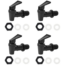 4 Pieces Universal Water Dispenser Tap Replacement, Plastic Push Type Dispenser Faucets for Hot Cold Water Beer Wine Juice Bottle Bucket, Black