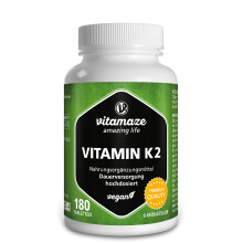 Vitamin K2 MK-7 200 mcg Vegan & High Strength Menaquinone, 180 Tablets for 6 Months, German Quality, Natural & Organic Supplement Without Additives