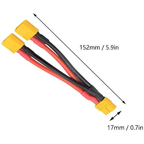 2pcs XT60 Parallel Battery Connector Cable Extension Y Splitter for DJI Phantom RC Mode Helicopter Quadcopter 2