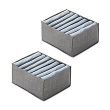 2 Pack Clothes Drawer Organisers Foldable Non-Woven Large Size 7 Grids Drawer Dividers Storage Boxes Wardrobe Storage Organiser for Jeans T-Shirt