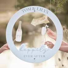 'A Touch of Pampas' Customisable Round Photo Booth Frame-68cm, White, One Size