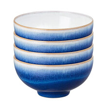 - Blue Haze Rice Bowls Set of 4 - Dishwasher Microwave Safe Crockery - Ceramic Stoneware Tableware