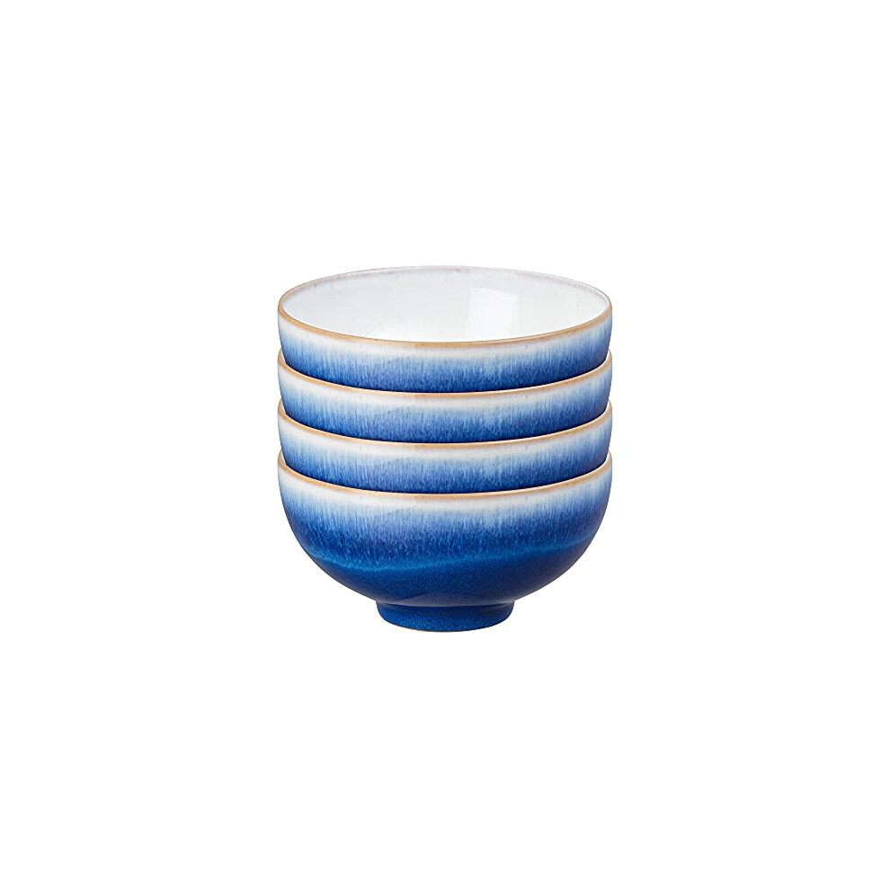 - Blue Haze Rice Bowls Set of 4 - Dishwasher Microwave Safe Crockery - Ceramic Stoneware Tableware