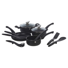 (Matt Black) 12Pc Set Blaumann Cookware Frying Pots Saucepan Casserole Soft Touch & Tool Set