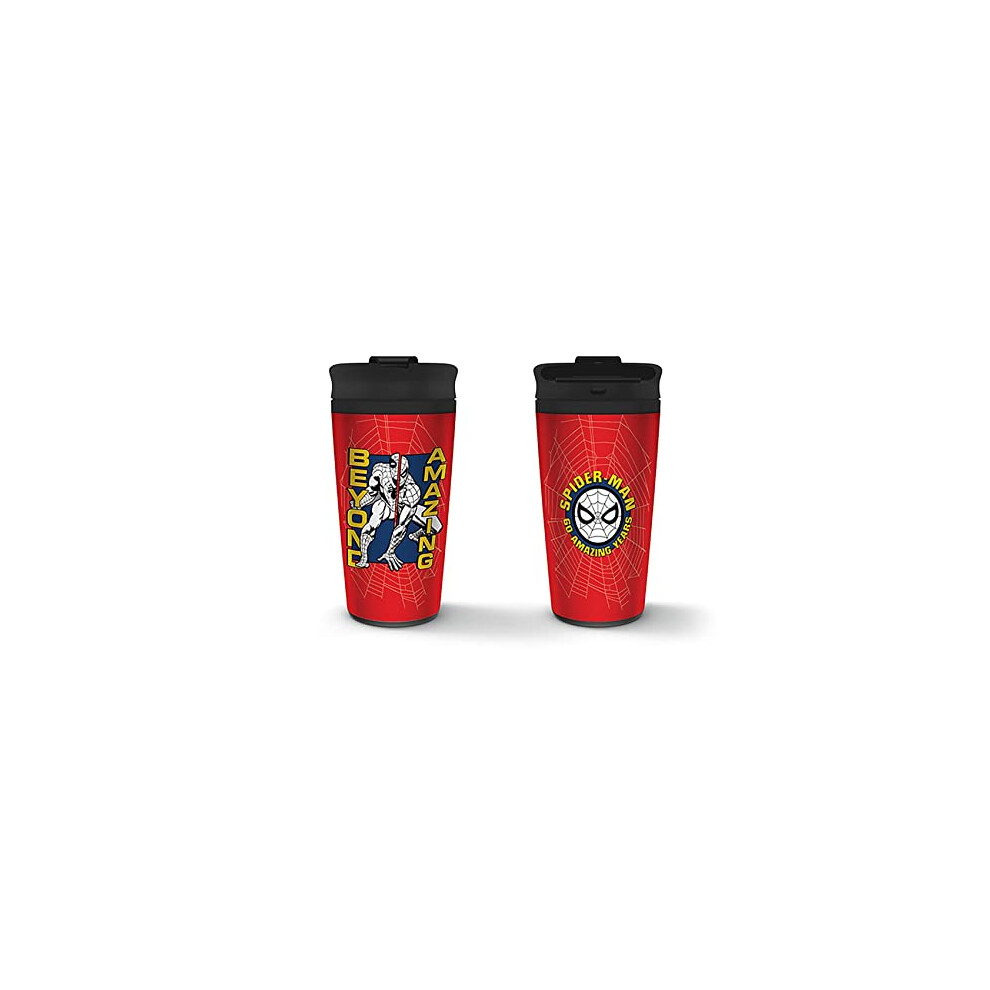 New Pyramid International Marvel Spider-Man Metal Travel Mug (Beyond Amazing Design) 16Oz Insulated Mug - Official Merchandise
