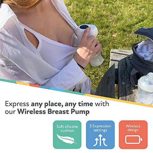 Nuby Wireless Breast Pump – Compact Design | Touchscreen Controls | Rechargeable Battery | Stimulation & Expression 1