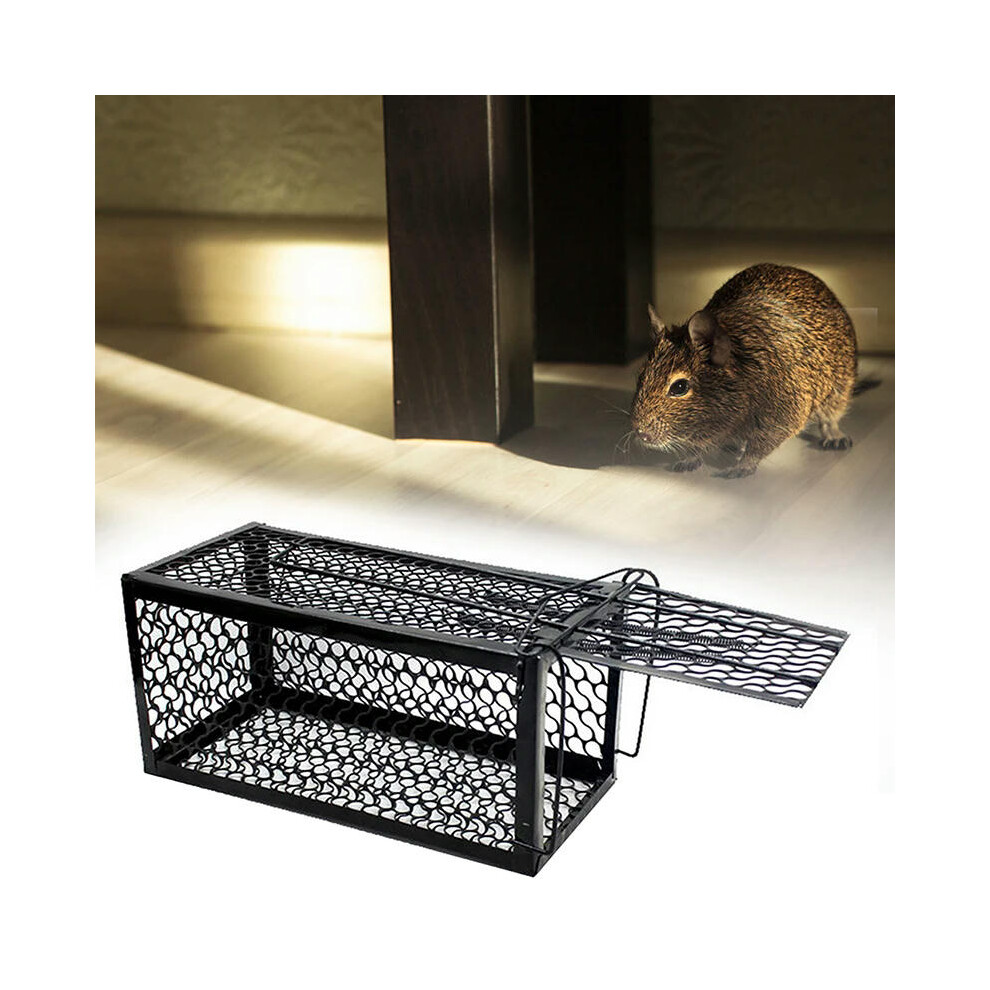 (Black) Smart Self-locking Rat Trap Reusable Heavy Duty Mouse Pest Animal Mice Hamster Cage Control Bait Rodent Repeller Catch Mouse