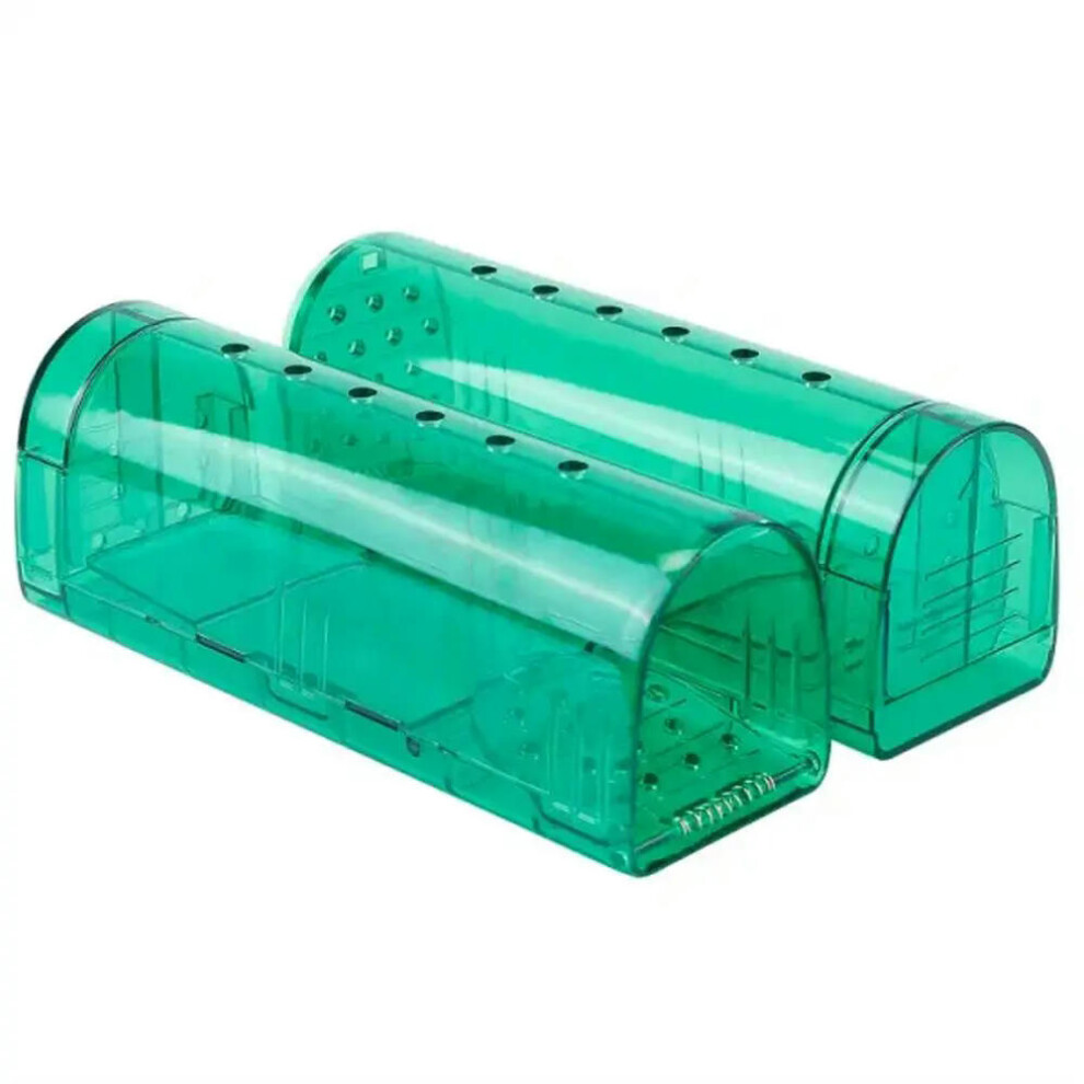 (Light green) 2Pcs Reusable Humane Mouse Trap Live Catch And Release Mouse Cage Animal Pest Rodent Hamster Capture Trap