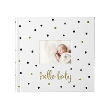 Baby Photo Album, Baby Book Keepsake for New and Expecting Parents, Gender-Neutral Baby Accessory, Black and Gold Polka Dot