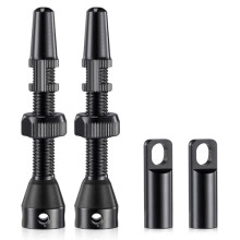 2PCS Bike Tubeless Presta Air Valve Stem, Black, Quality Alloy Tubeless Presta Valve Stem(44 mm)