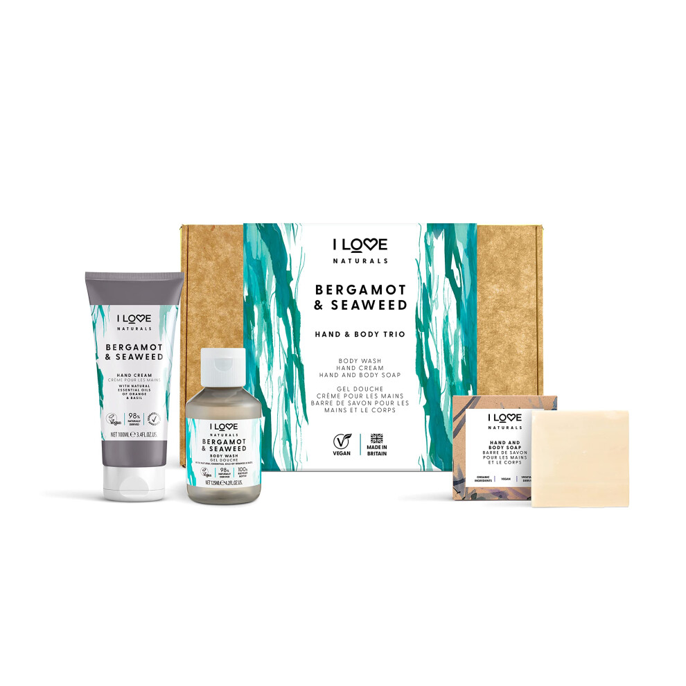 I Love Naturals Hand And Body Trio Bergamot And Seaweed, Body Wash, Hand Cream And Hand And Body Soap